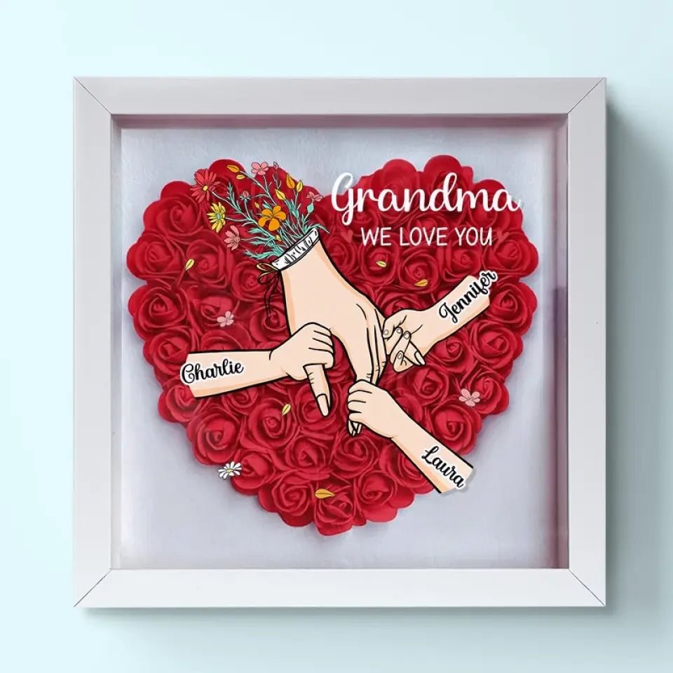 Origineel Moederdaggeschenk: Bloemenlijstje met gegraveerde namen en zachte LED-gloed, vol liefde.
