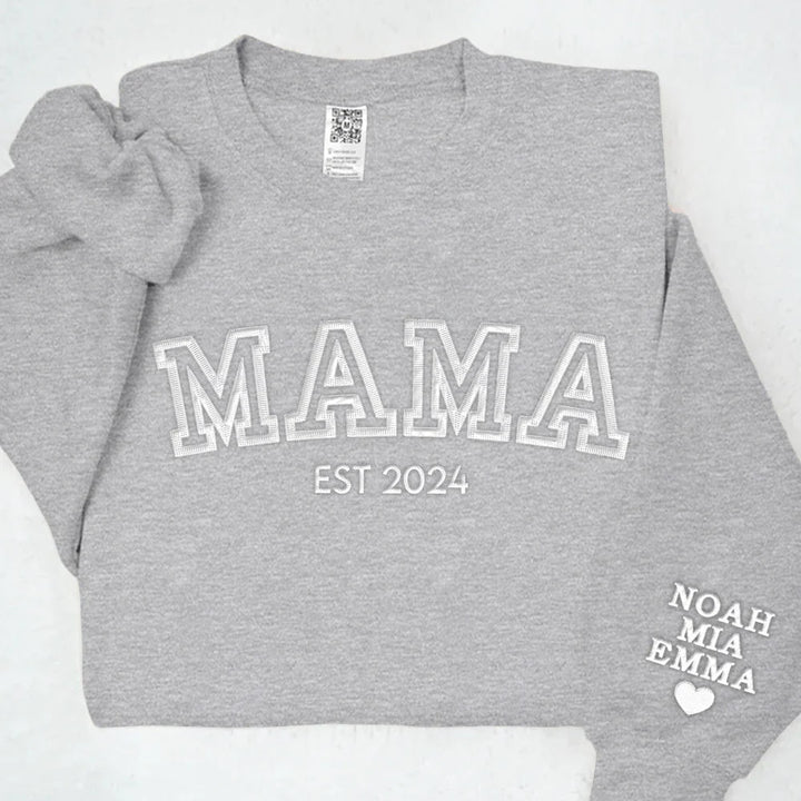 Gepersonaliseerde unisex kleding met namen als Moederdag cadeau, mooi gepresenteerd.
