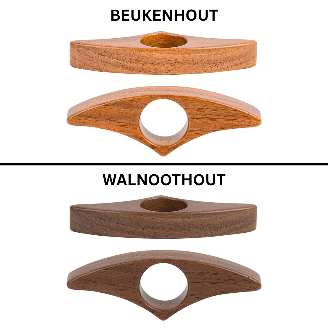 Stijlvolle houten leeshulp die comfortabel lezen bevordert en pijnlijke duimen voorkomt.