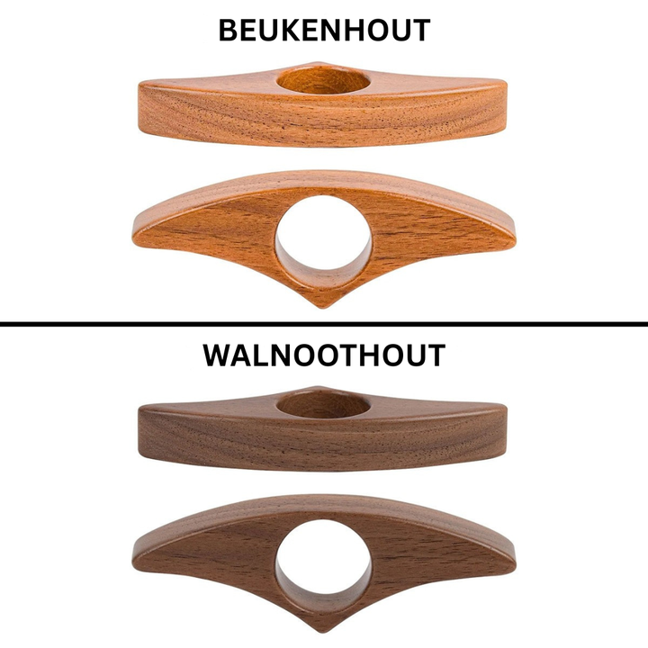 Stijlvolle houten leeshulp die comfortabel lezen bevordert en pijnlijke duimen voorkomt.
