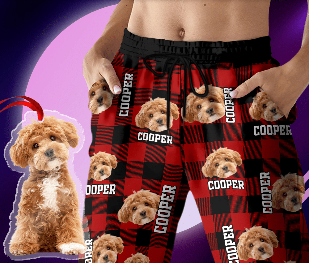 Comfortabele joggingbroek met eigen kattenfoto. Gepersonaliseerde sweatpants voor dames, heren en kinderen. Leuk voor thuis.