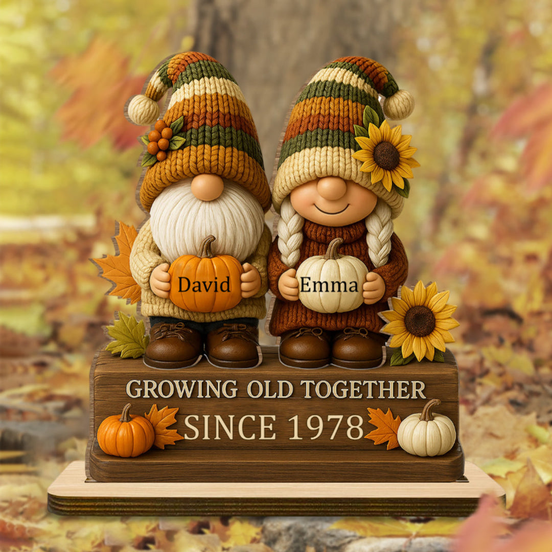 Decoratieve herfst kabouter liefdes plaquette. Perfect gepersonaliseerd aandenken en cadeau voor thuis.