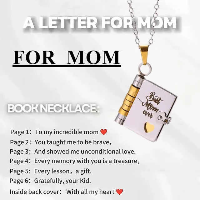Boek ketting, perfect cadeau voor zus, gepersonaliseerd met een speciale datum.