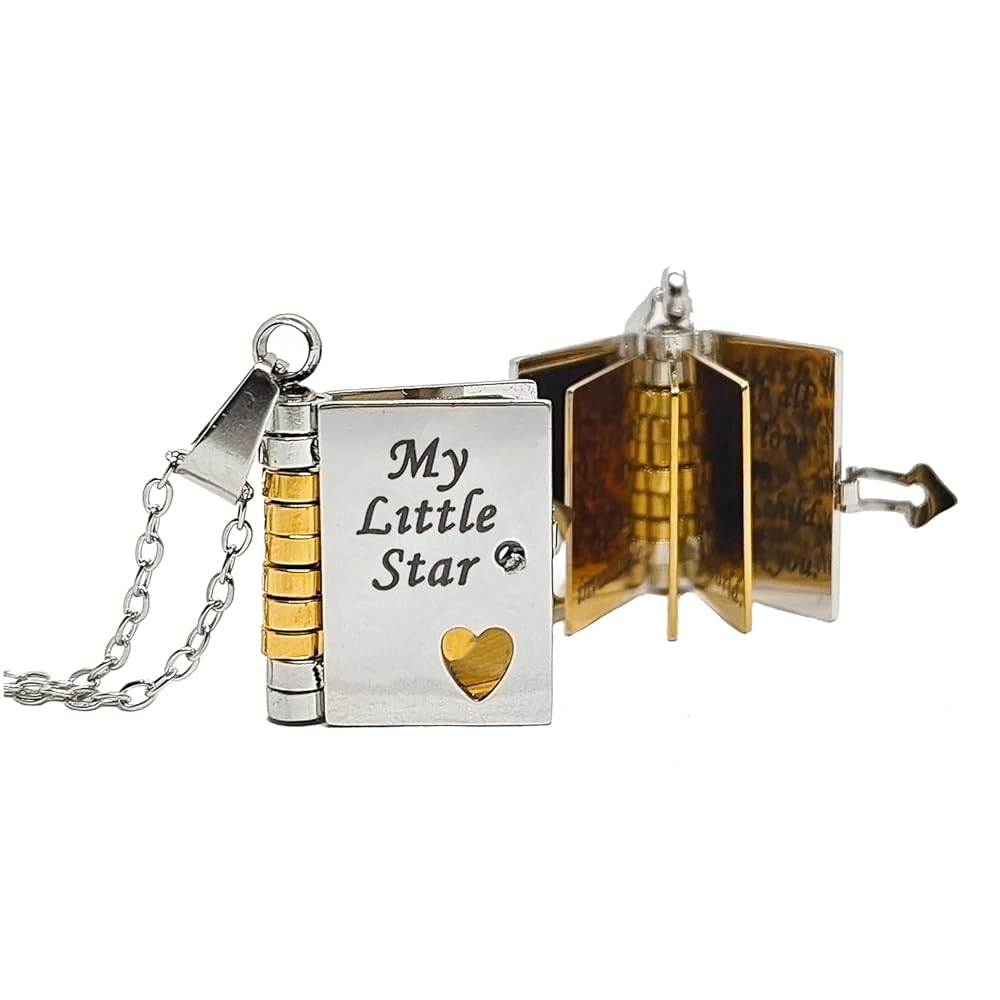 Gepersonaliseerd sieraad: boek ketting in goud of zilver, perfect cadeau.
