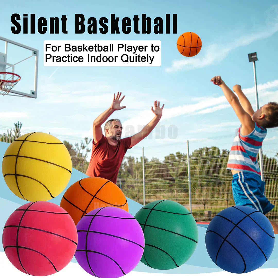 Close-up van de zachte textuur van de geruisloze schuim basketbal, perfect voor silentplay.