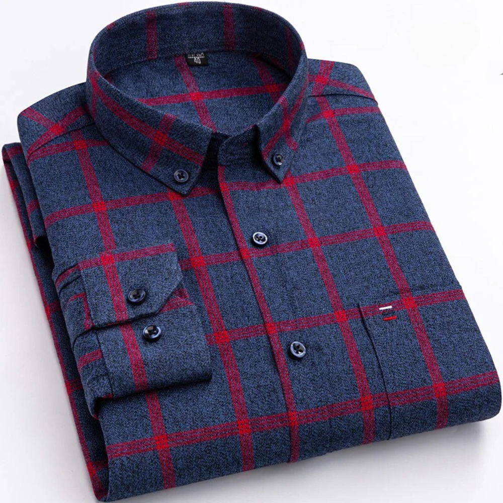 Klassiek geruit overhemd met lange mouwen voor heren, perfect voor een comfortabele en stijlvolle dagelijkse outfit.