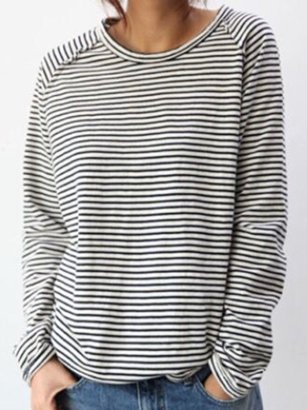 "Gestreepte longsleeve, casual relaxed fit, ronde hals, lange mouwen, ademend materiaal voor een comfortabele look."