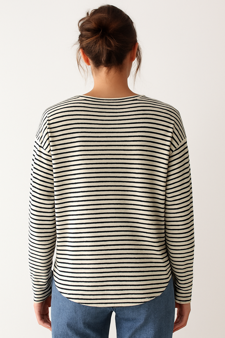"Gestreepte longsleeve, casual relaxed fit, ronde hals, lange mouwen, ademend materiaal voor een comfortabele look."