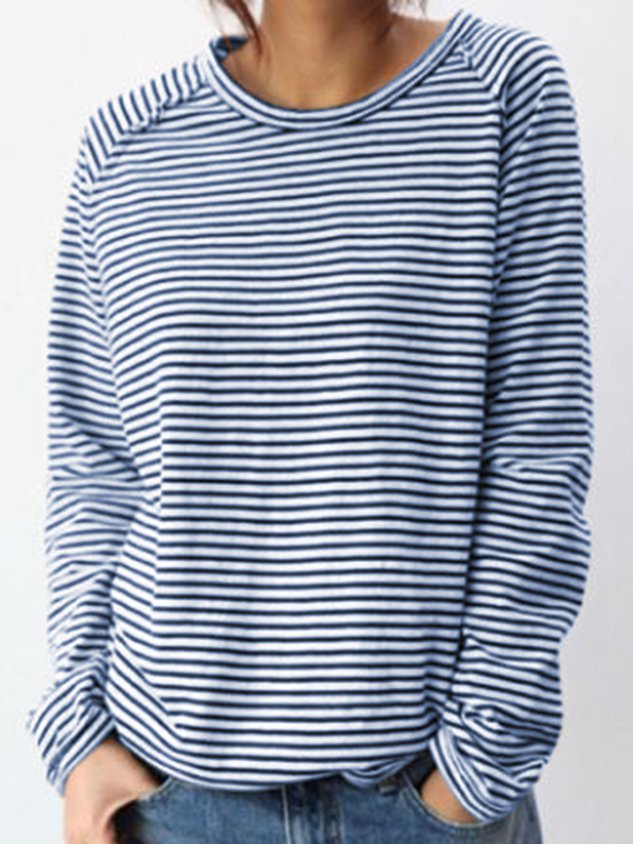 "Gestreepte longsleeve, casual relaxed fit, ronde hals, lange mouwen, ademend materiaal voor een comfortabele look."