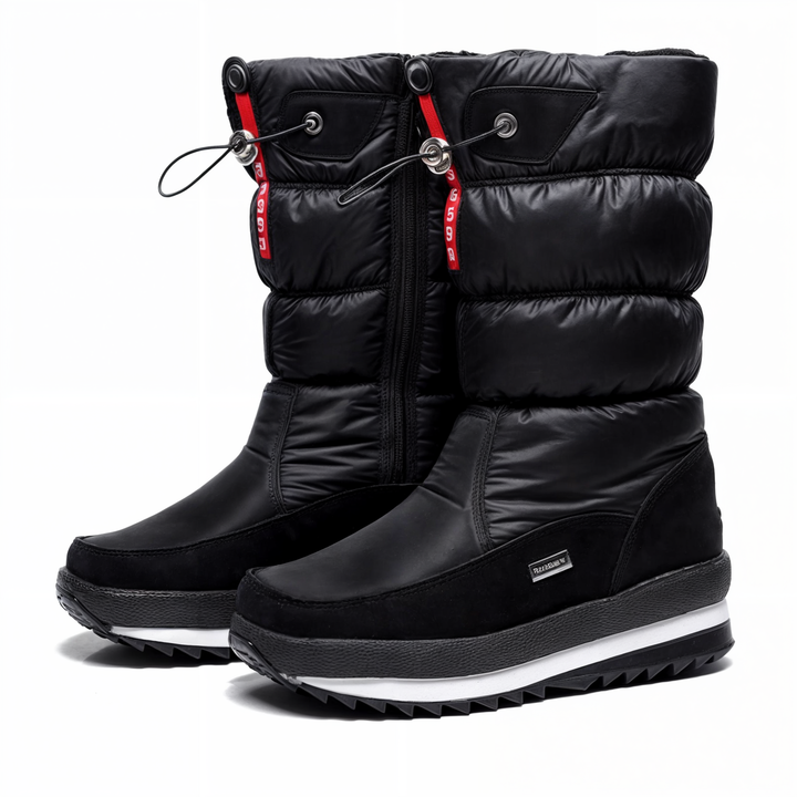 Gevoerde dames winterboots met antislipzool, ideaal voor sneeuw en kou. Warme, comfortabele sneeuwschoenen voor dames.
