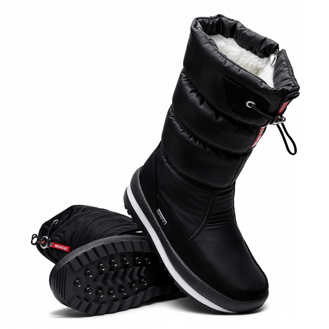 Middenhoge dames winterboots met trendy platformzool, gevoerd en warm. Comfortabele sneeuwschoenen voor dames.