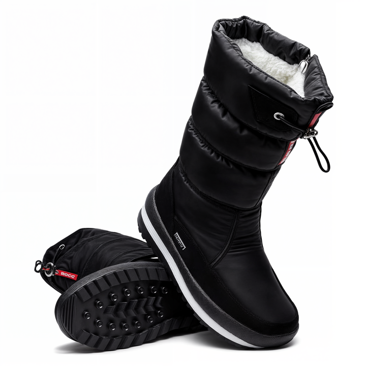 Middenhoge dames winterboots met trendy platformzool, gevoerd en warm. Comfortabele sneeuwschoenen voor dames.