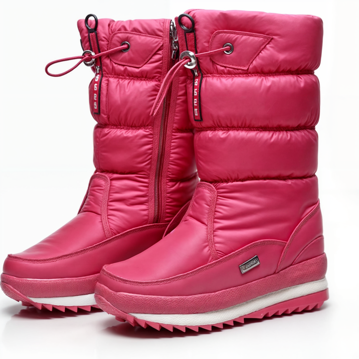 Gevoerde middenhoge dames winterboots, heerlijk warm en comfortabel. Trendy sneeuwschoenen met stevige zool.