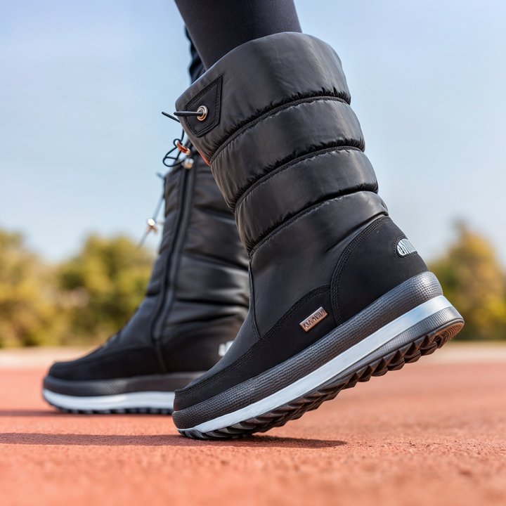 Praktische dames winterboots met antislip platformzool, gevoerd voor warmte. Trendy en comfortabele wintermode.