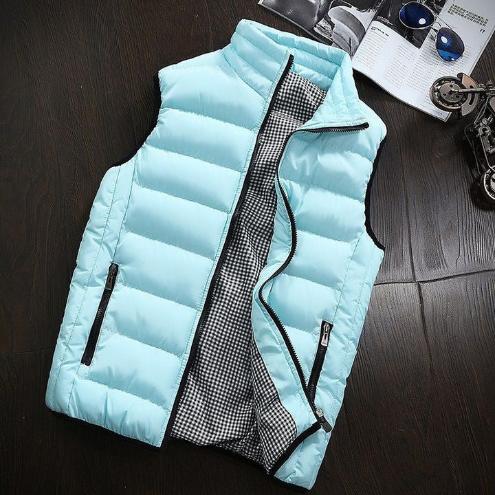 "Gevoerde waterdichte heren bodywarmer, lichtgewicht met zakken en ritssluiting, ideaal voor stijl en bescherming buiten."