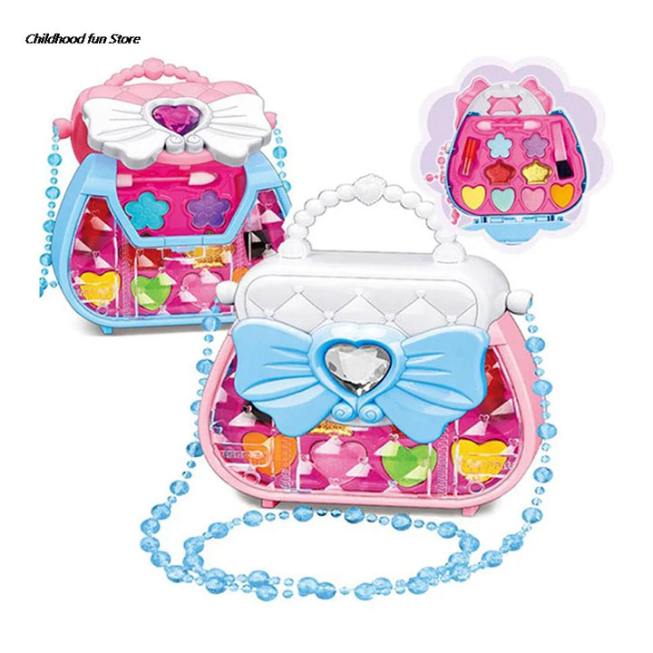 "Glanzende speelgoed make-up set voor kinderen, kleurrijke en veilige rollenspelkit, stimuleert creativiteit en fantasie."