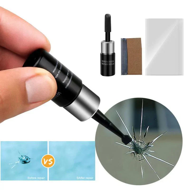 Glas reparatie kit voor snelle voorruit fixes. Effectieve doe-het-zelf autoruit schadeherstel set tegen barsten en chips.