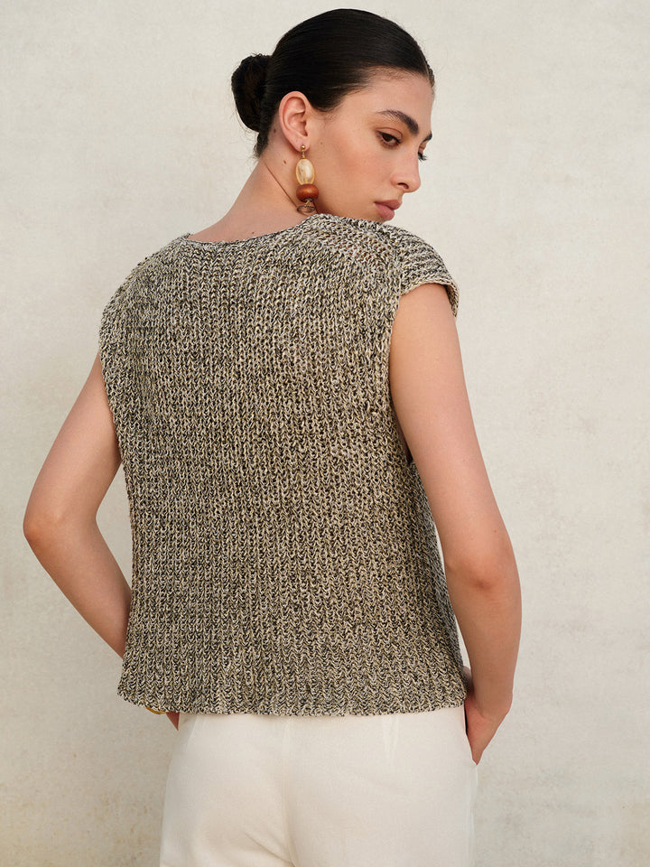 Comfortabel grijs mouwloos damesvest met breisel, regular fit, een must-have voor damesmode.