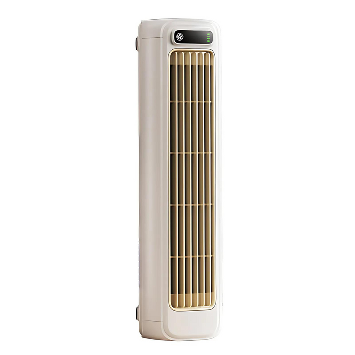 Grijze en beige AirWave compacte airconditioners naast elkaar. Veelzijdige, stijlvolle mobiele koeling.