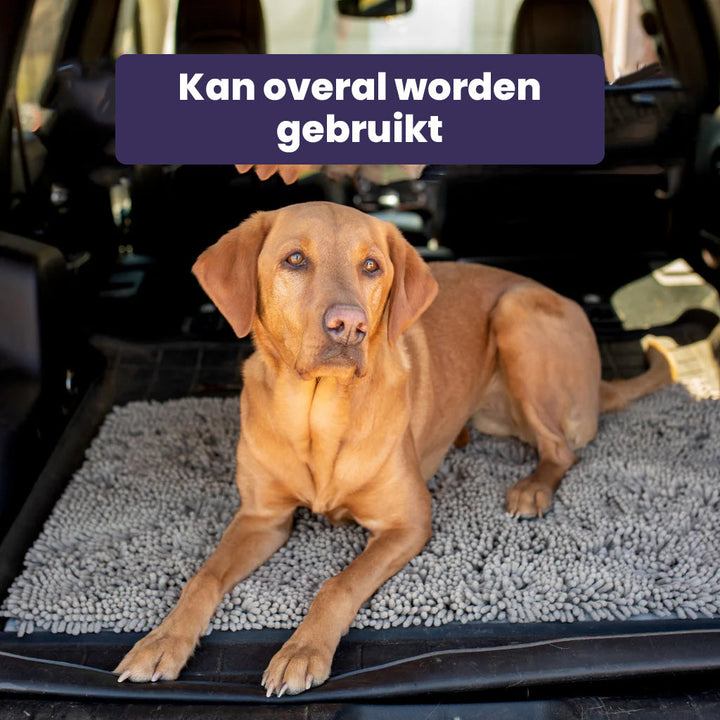 Beige hondenmat, dient als potenreiniger en moddermat. Beschermt uw vloer tegen vuil van huisdieren.