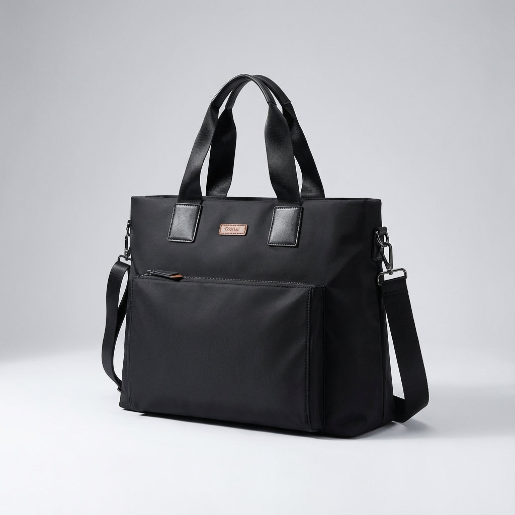 Interieur van de grijze MetroBrief zakelijke laptoptas met aparte vakken voor laptop en documenten.