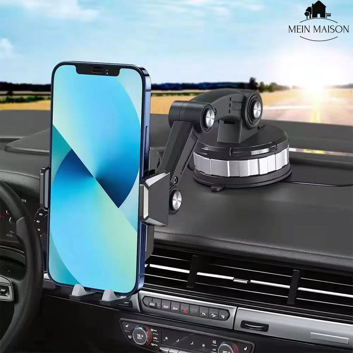 Draaibare GripTech telefoon autohouder: Optimale kijkhoek, sterke zuignap voor dashboard, handsfree navigeren met smartphone.