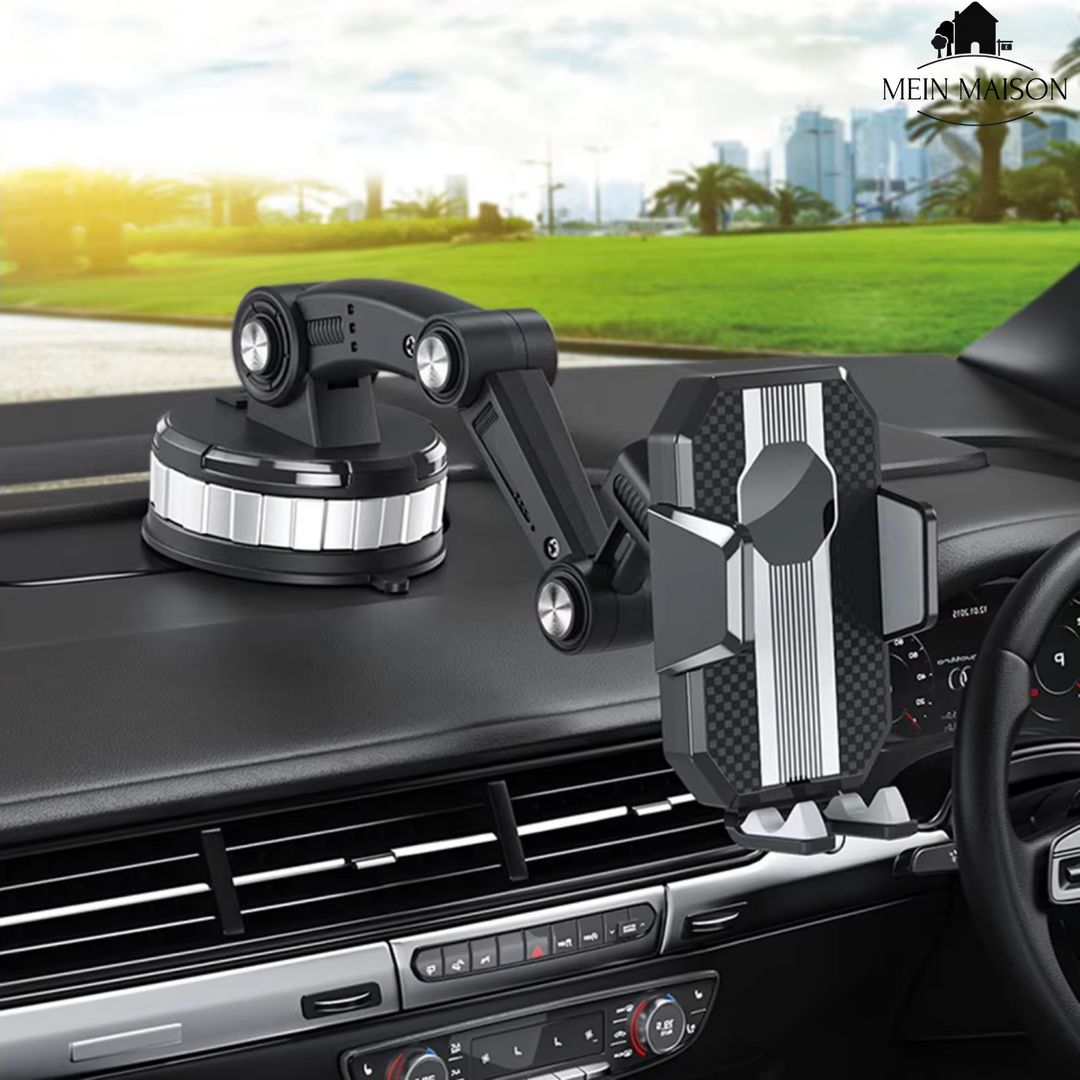Eenvoudige GripTech smartphone houder: Handsfree bellen & navigeren, sterke zuignap, 360° draaibaar autoaccessoire.