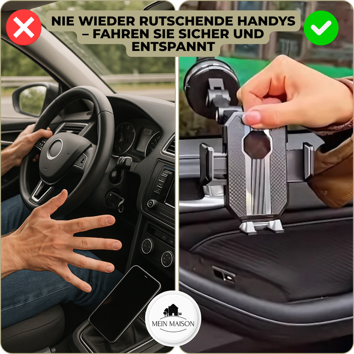 Veilige GripTech autohouder: 360° draaibaar voor smartphone op dashboard, sterke zuignap voor handsfree navigatie.