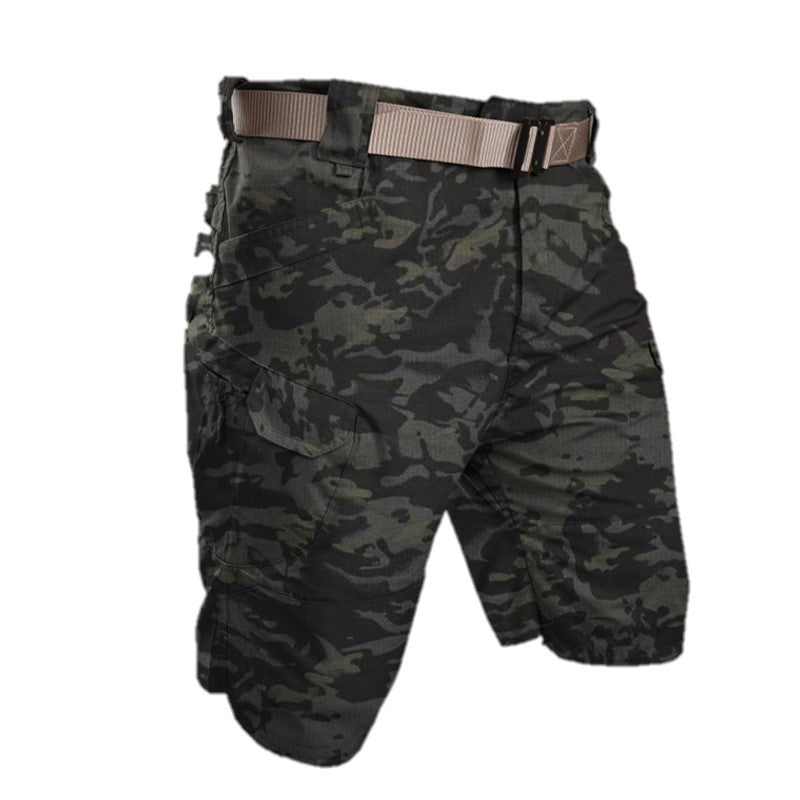"Groene cargo shorts heren, katoenen polyester mix, meerdere zakken, casual stijl, ideaal voor lente-zomer vrije tijd"