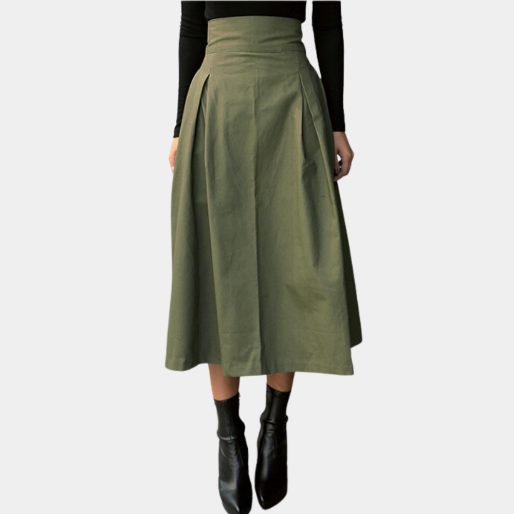 Modieuze zwarte hoge taille rok voor dames, combineert comfort met een chique en elegante uitstraling. Vrouwenmode.