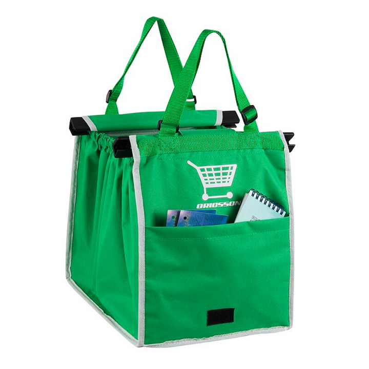 Groene EcoCarry herbruikbare boodschappentas, ideaal voor duurzaam winkelen in de supermarkt. Ecologisch en praktisch.