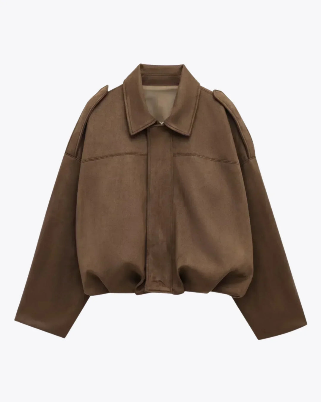 City-chic groene oversized leren winterjas voor dames, modern en comfortabel.