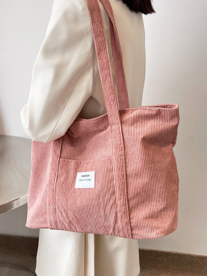 Unisex corduroy schooltas, ruime schoudertas voor boeken & laptop, ideale studententas.