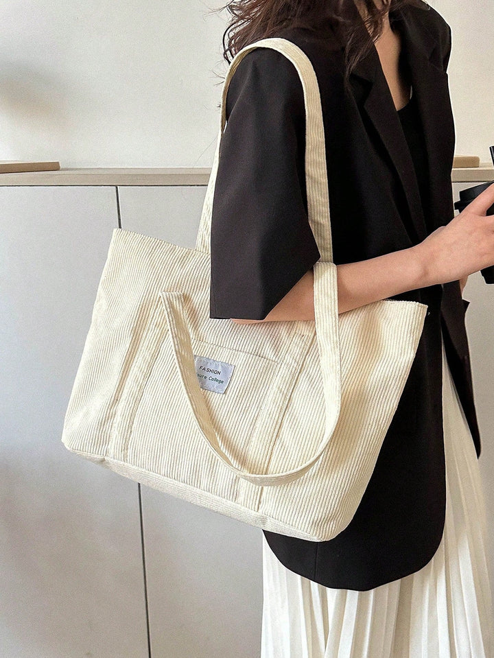 Stijlvolle corduroy tas, unisex design, ruime schoudertas voor elke dag.