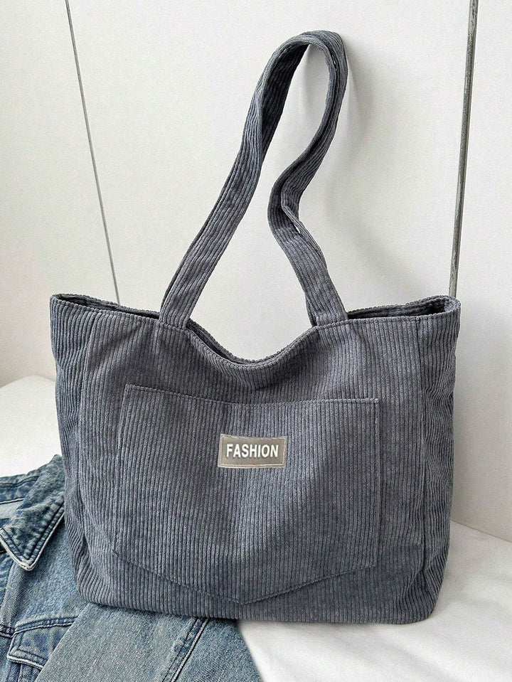 Ruime retro corduroy tote bag, ideale schooltas of werktas, casual en stijlvol.