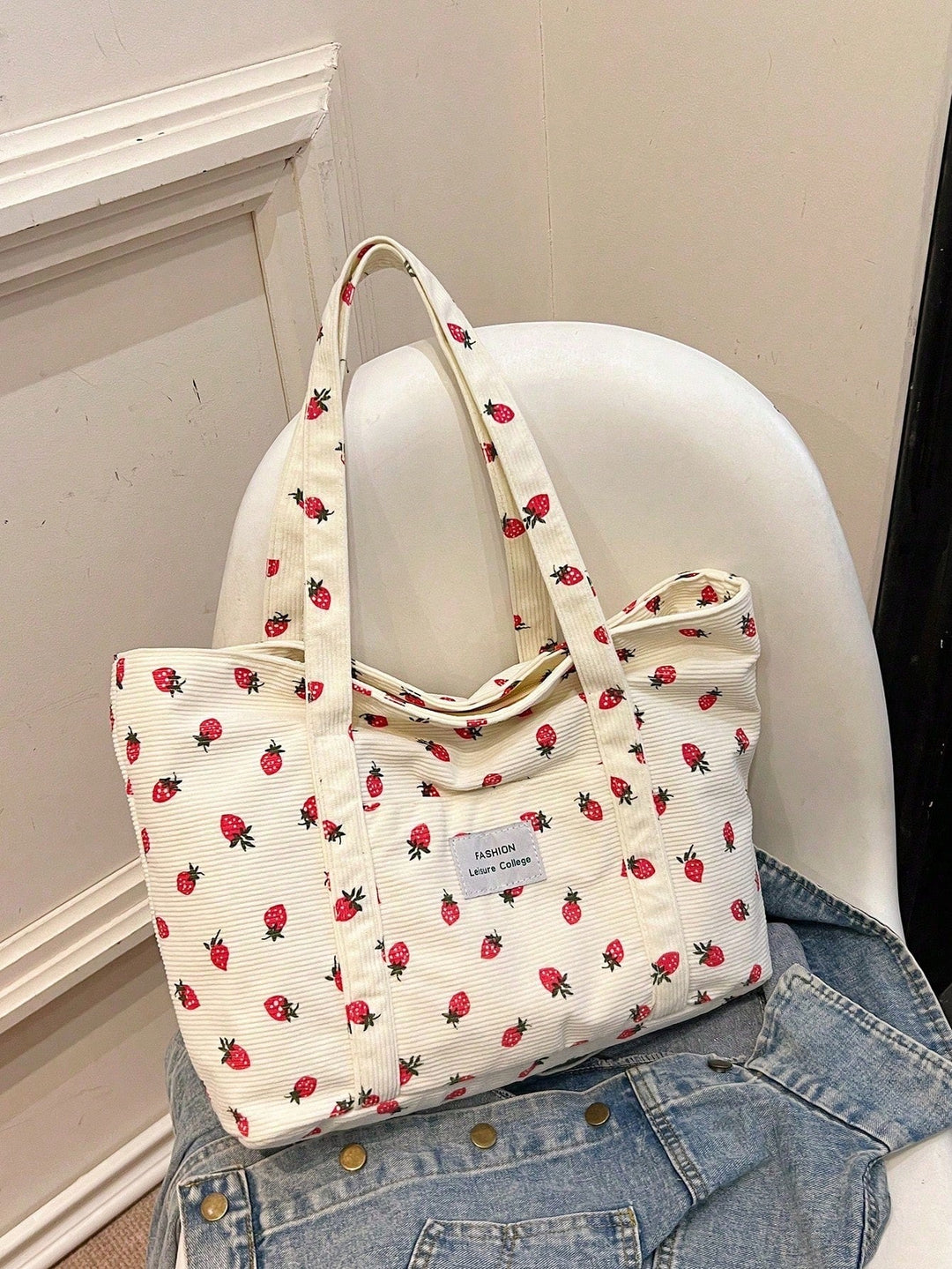 Unisex grote corduroy tas, perfect als studententas of voor dagelijks gebruik.