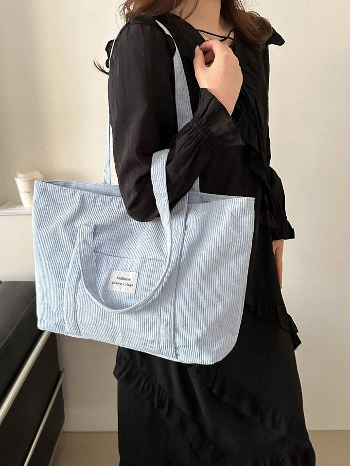 Retro casual corduroy tote bag, perfect voor school, werk & dagelijks gebruik.