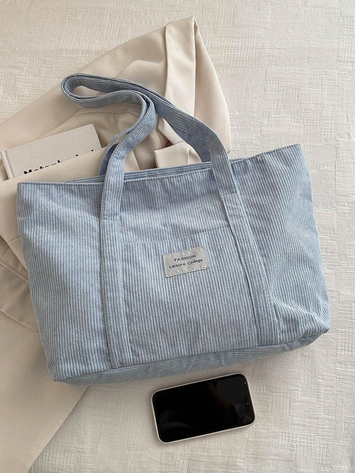 Unisex corduroy schoudertas, grote tas voor laptops & boeken, stijlvol & functioneel.