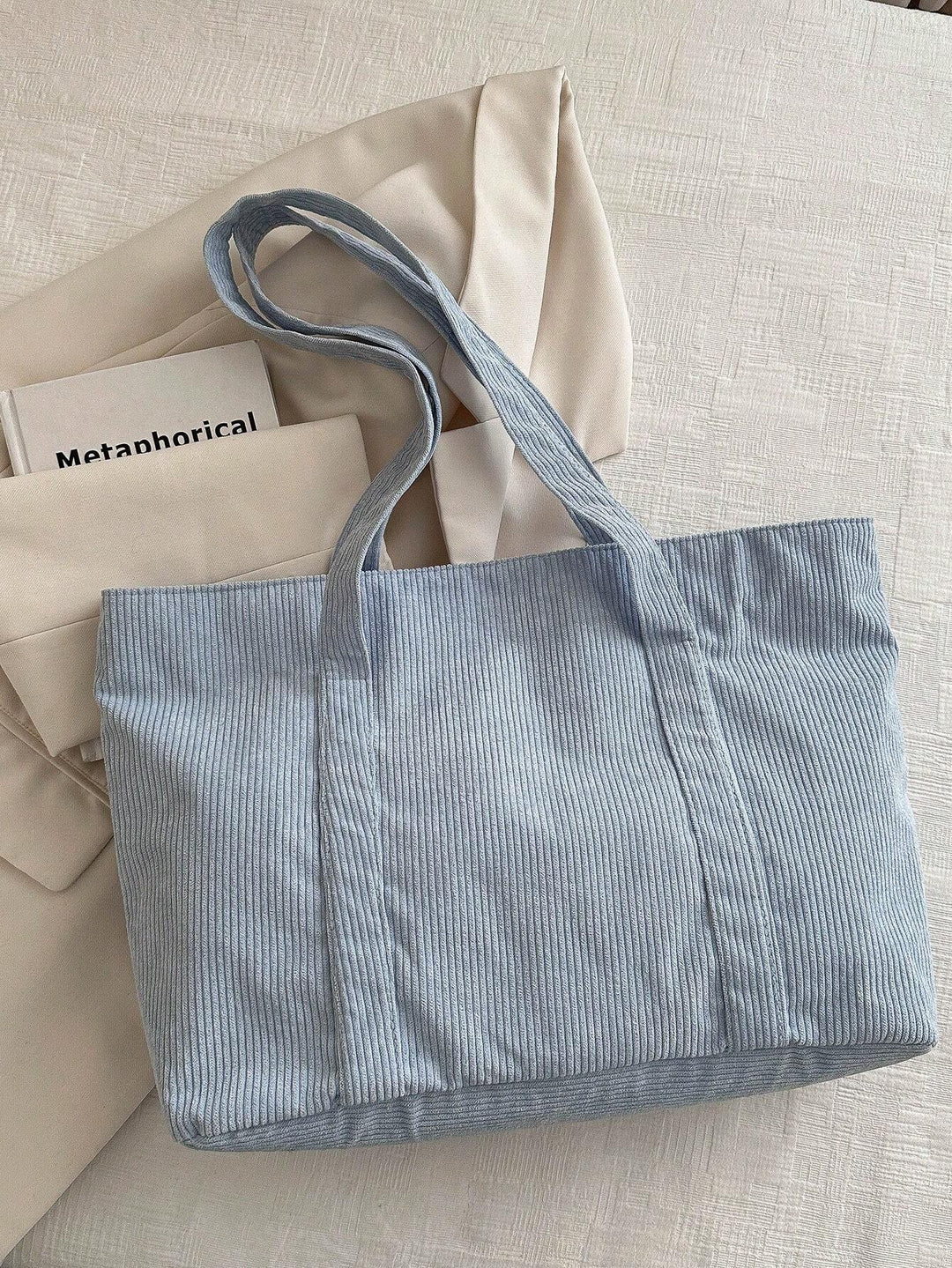 Ruime corduroy tote bag, duurzame unisex tas voor school, werk en reizen.