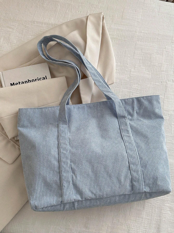 Ruime corduroy tote bag, duurzame unisex tas voor school, werk en reizen.