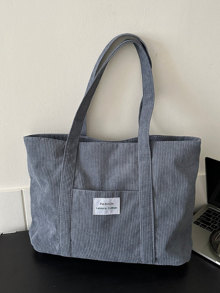 Casual corduroy studententas, grote tote bag, ideaal als werktas & dagtas.