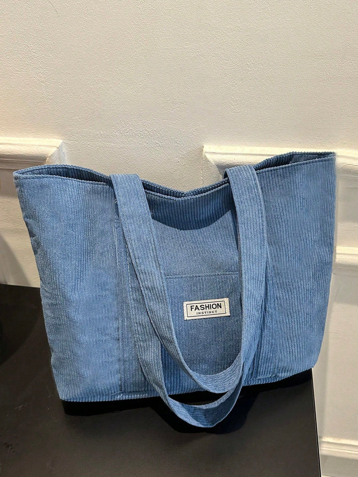 Stijlvolle corduroy schoudertas, unisex ontwerp, ruime tas voor al je benodigdheden.