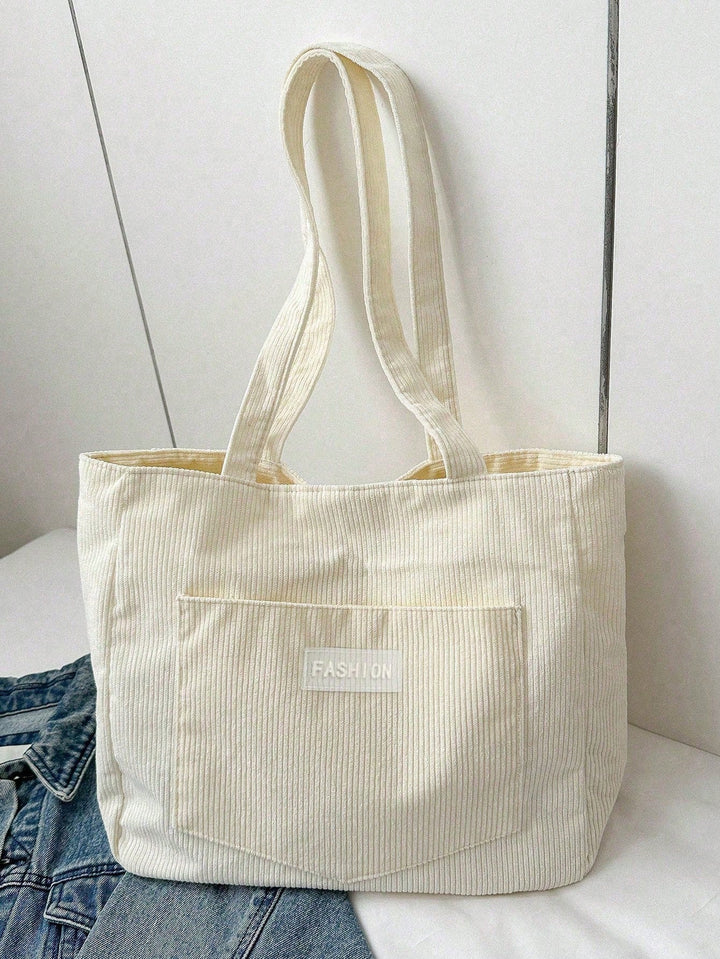 Grote corduroy tote bag, perfect als schooltas voor studenten of werktas.