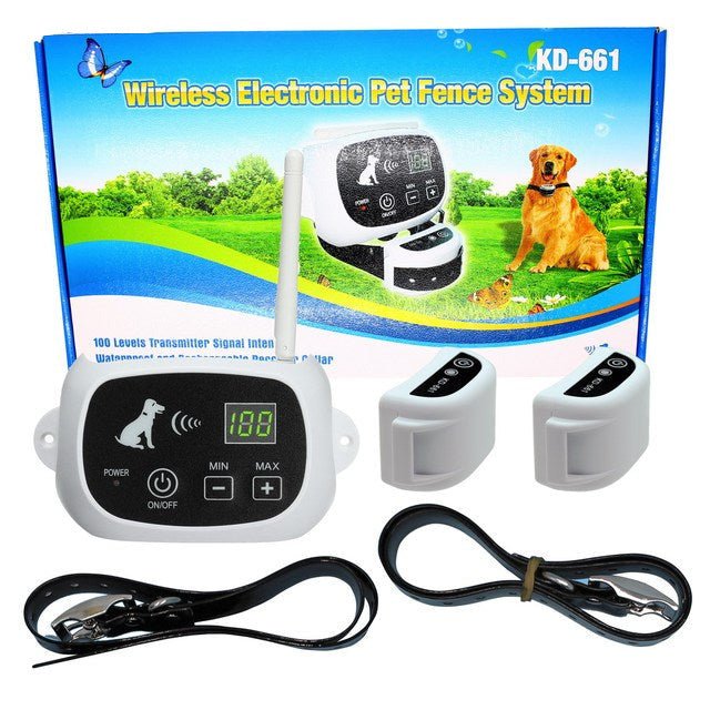 Detail van de HaloGuard draadloze ontvangerhalsband voor honden, essentieel voor de veilige trainingszone.