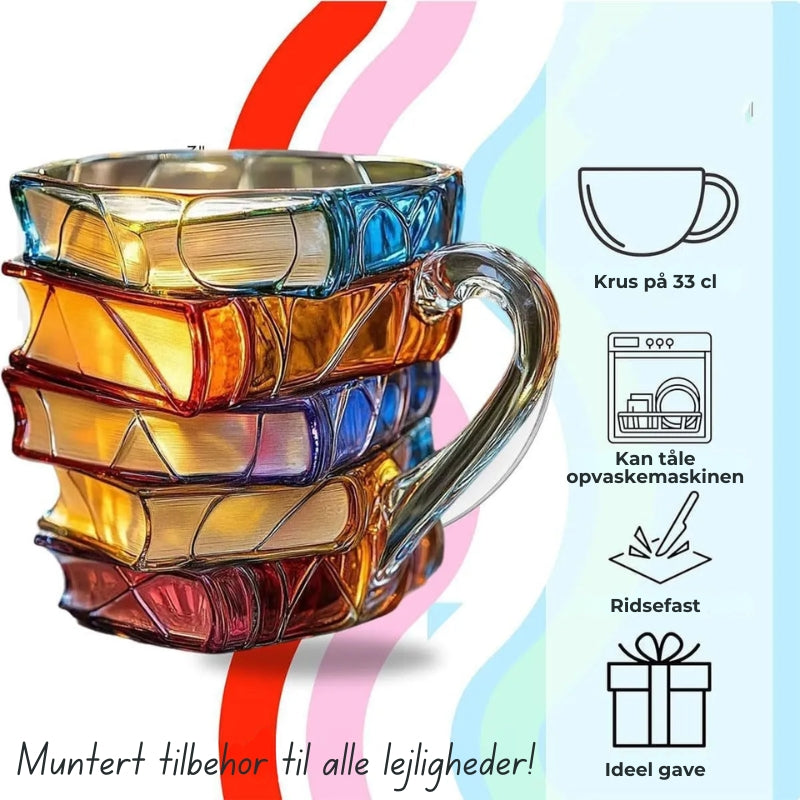 Gedetailleerde 3D boekenmok voor een unieke koffie- of theeleeservaring. Handgemaakte literaire mok voor de lezer.