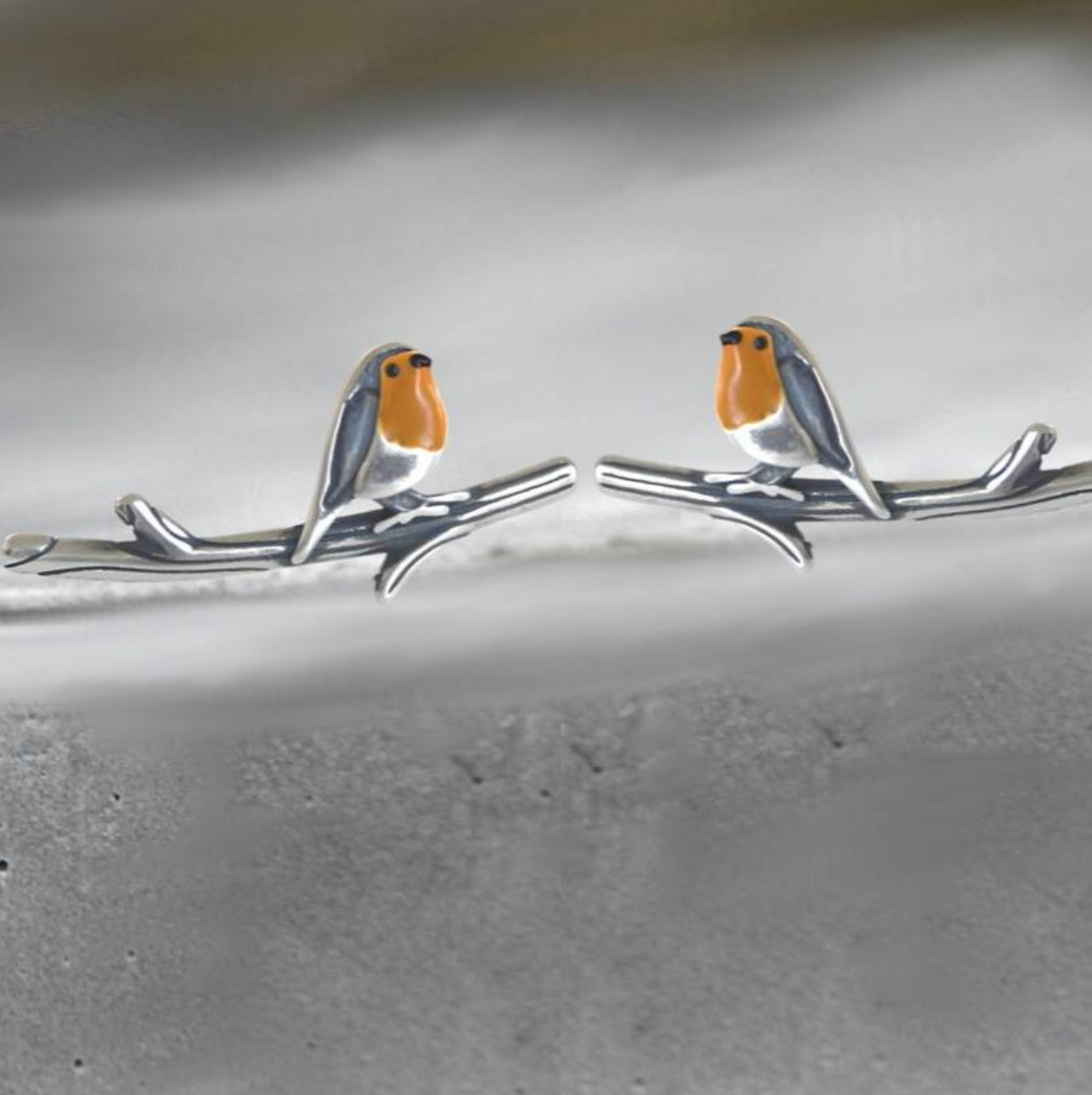 Unieke handgemaakte emaille glas-in-lood vogel oorbellen voor dames. Lente sieraden met roestvrij staal.