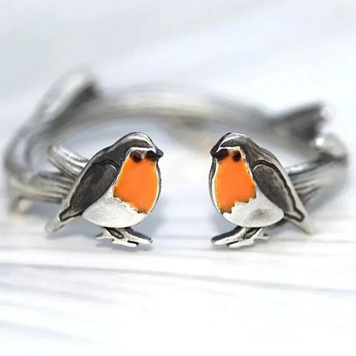 Uniek cadeau: handgemaakte glas-in-lood oorbellen in vogelstijl voor de lente. Hypoallergeen dames sieraad.