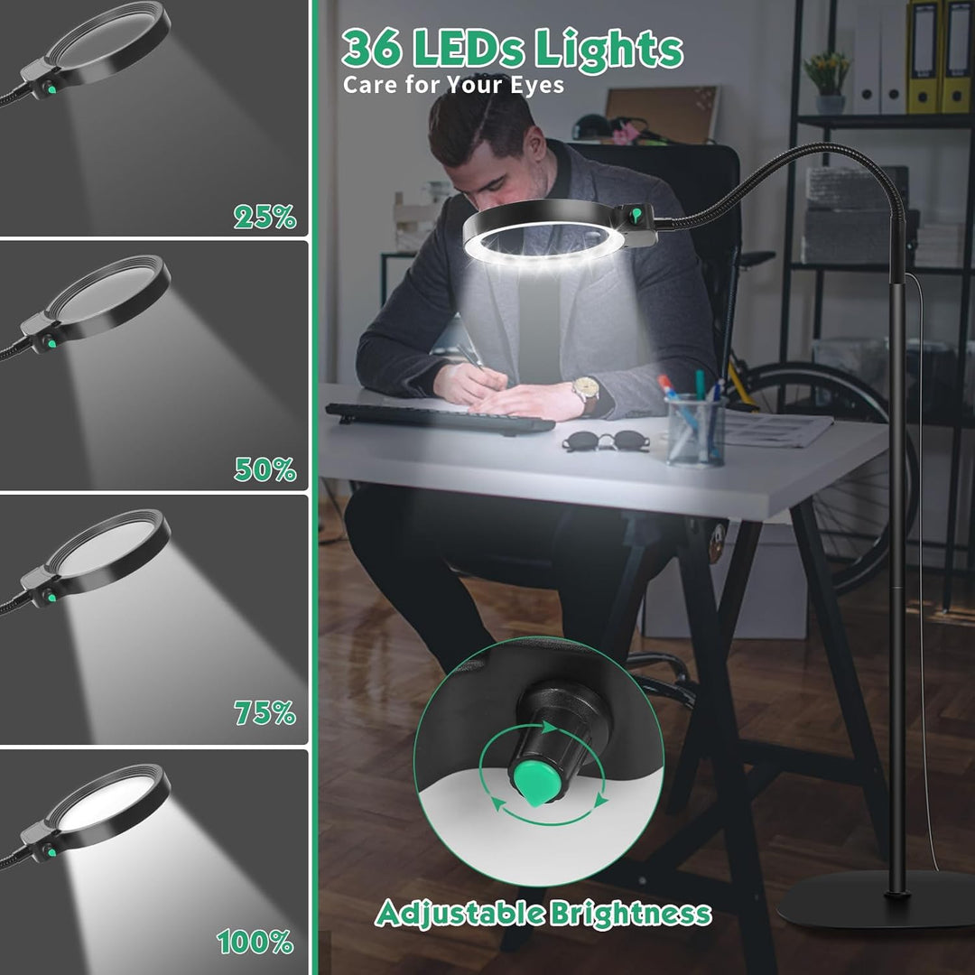 Bureauvergrootglas met LED en 10X/30X zoom perfect voor hobby's, handwerk en DIY projecten.