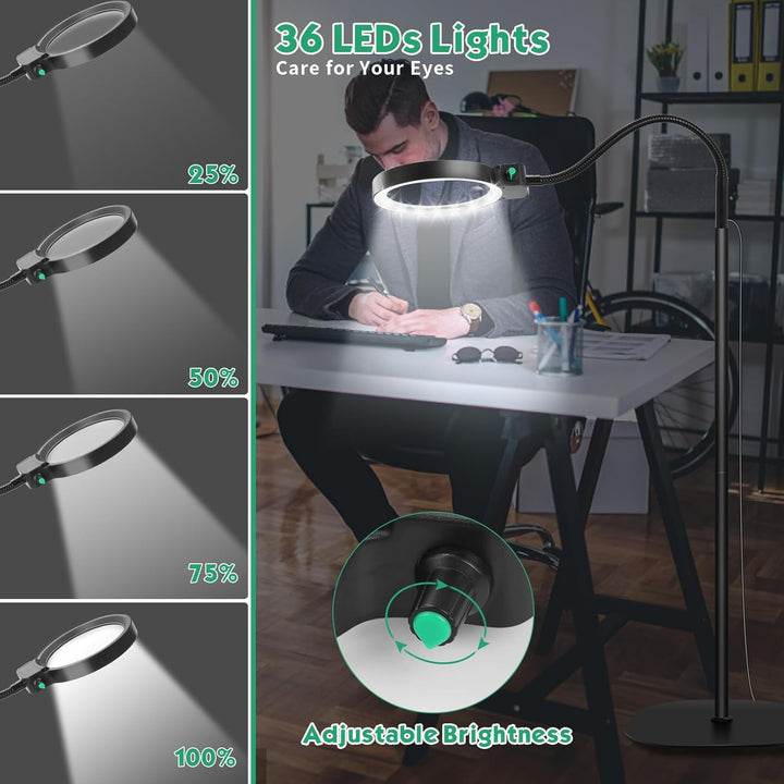 Bureauvergrootglas met LED en 10X/30X zoom perfect voor hobby's, handwerk en DIY projecten.