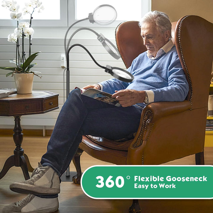 Krachtig handsfree vergrootglas met 10X/30X zoom voor comfortabel lezen en fijne hobby's.